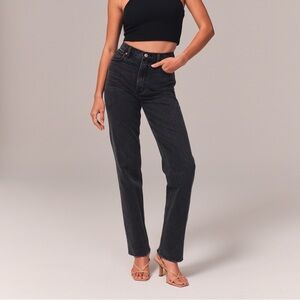 SOLD abercrombie ultra high rise 90s straight jean washed black